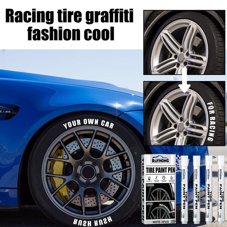 Car Tire Letter Pen,Permanent Weatherproof Erasable Tyre Drawing Marker | Rubber Wood Drawing Pen | for Motorcycle, Bikes, Bicycles, Metal, Glass