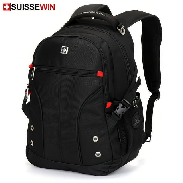 Stay Dry and Organized with the SUISSEWIN Waterproof Oxford Backpack - Large Capacity and Multifunctional!