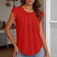thumbnail image 6 of Bixock Summer Shirts for Women Tank Tops Solid Color Crew Neck Short Sleeve Chiffon Casual Blouse Dress Vacation Clothing, 6 of 6