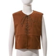 thumbnail image 3 of renvena Kids Boys Gothic Waistcoat Renaissance Steampunk Lace-up Vest Halloween Sleeveless Top Medieval Costume Size 4-16 A Dark Brown 16, 3 of 7