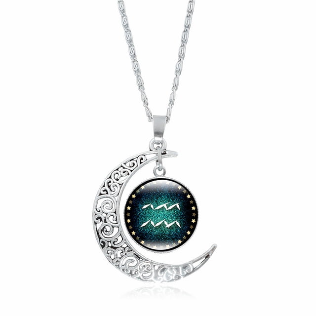 Collar de astrología para mujer | Colgante del zodiaco, regalo para esposa, novia o mamá | Colgante de aleación de cristal de 0,8 x 3,6 cm con cadena de 45 cm | Ideal para cumpleaños, Navidad, aniver