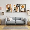 thumbnail image 6 of Minimalist Boho Abstract Canvas Wall Art Mid-Century Modern Beige Set of 3 Poster Neutral Geometric Line Sun Floral Prints Painting Rustic Cottage Decor Living Room Bedroom 12x16in Framed, 6 of 6