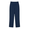 thumbnail image 5 of Women Elastic Waist Cotton Linen Straight Leg Pants Split Button Hem Casual Pull On Trousers With Pockets XL, 5 of 6