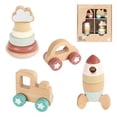 thumbnail image 3 of ZARKEA Vehicle Adventure Gift Set for Babies 10+ Months,4-in-1 Wooden Stacker, Train, Rocket,Car, 3 of 7