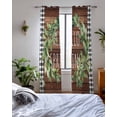thumbnail image 3 of Farmhouse Green Garland Sheer Curtains 84 Inch Length 2 Panels Set for Living Room/Bedroom, Spring Black Plaid Wood Grain Kitchen Curtains Grommet Semi-Sheer Curtains Window Treatments 42"x84"x2, 3 of 7