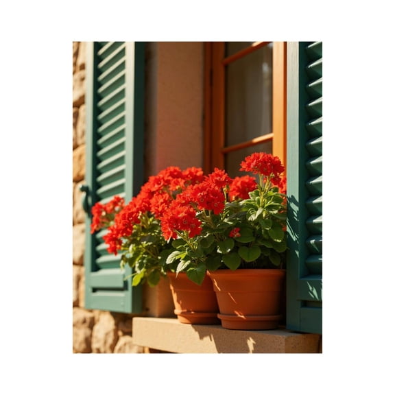 Paint by Numbers Kit for Adults, Red Geraniums Window Sill Decor Paint by Numbers, Easy Paint by Numbers Kit for Adults Beginner, DIY Adult Paint by Number Kits on Canvas, Home Decor