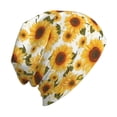 thumbnail image 6 of Rocae Yellow Polka Dot Sunflower for Beanies Hats for Men Women Warm Chunky Knit Hats Winter Adult Milk Silk Knitted Beanie, 6 of 7