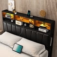 thumbnail image 5 of ANPOO LED Queen Size Bed Frame with with Charging Outlets & Storage Headboard, Metal Platform Bed with 4 Drawers & 6 Bookcase Storage, No Box Spring Needed, Noise-Free, Black, 5 of 9
