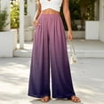 thumbnail image 2 of Gradient Ombre Wide Leg Pants for Women, High Waist Flowy Palazzo Trousers - Boho Summer Beach Vacation Bottoms Purple Pink XXL, 2 of 7