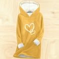 thumbnail image 5 of HWRETIE Women's Casual Pullover Printing Thickened Fashionable Casual Long Sleeved Hooded Sweatshirt Yellow, 5 of 5