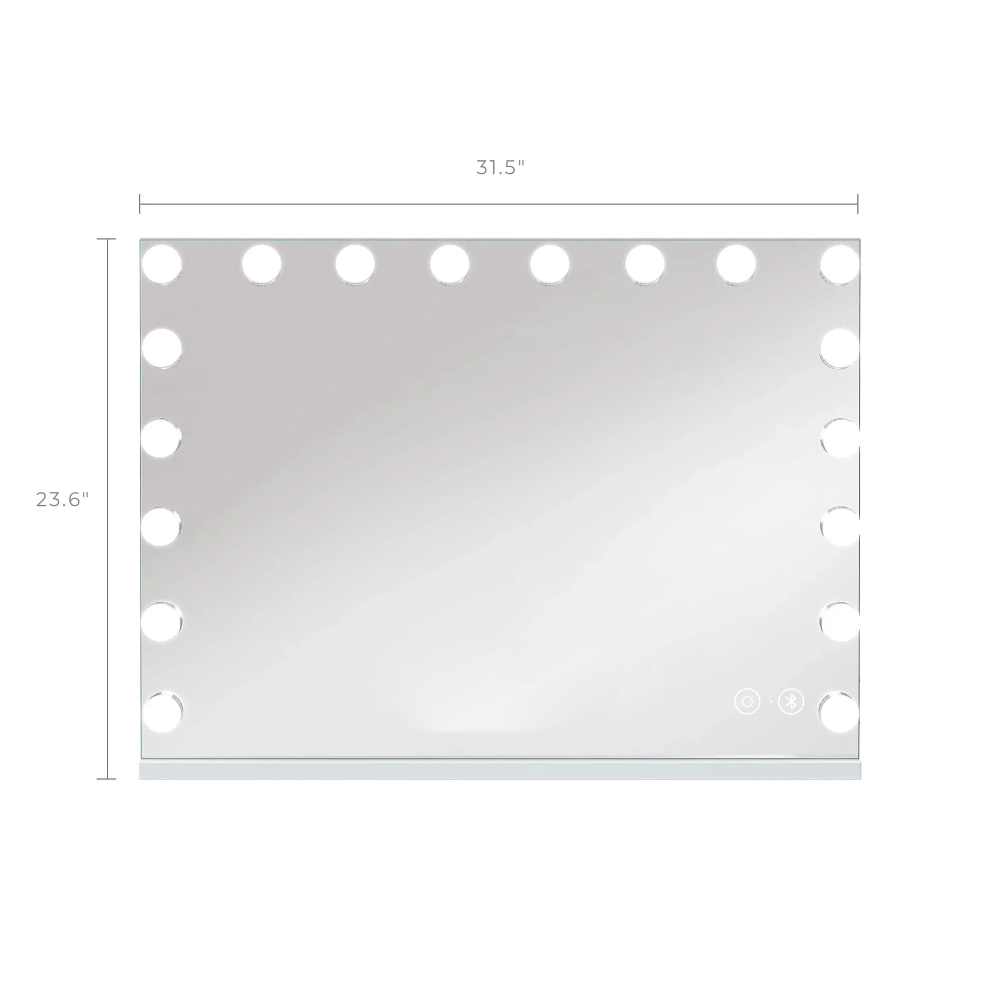 Jopath 31.5"x22.8" Vanity Mirror with Lights,Dimmable 3 Color Modes,Table/Hanging Bluetooth Speaker Mirror with Touch Screen & USB Charge Port for Dressing Table,White