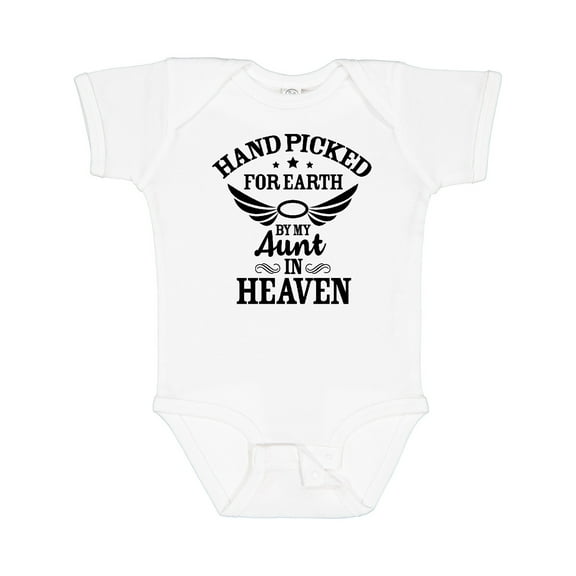 Inktastic Handpicked for Earth by My Aunt in Heaven with Angel Wings Boys or Girls Baby Bodysuit