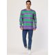 thumbnail image 3 of Camiseta de manga larga Lars Amadeus Cuello redondo a rayas para hombre Verde púrpura S, 3 of 6