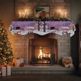 thumbnail image 4 of Christmas Snowman Fireplace Mantle Scarf, Winter Snowflakes Purple Abstract Mantel Cover Table Runner for Home Living Room Door Window, Indoor Outdoor Holiday Party Decor 17" x 90", 4 of 8