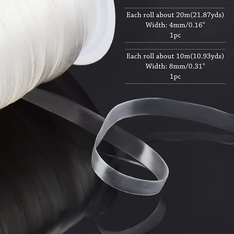 32.8 Yds Frosted Clear Elastic Strap 4mm/8mm Wide Transparent