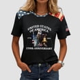 thumbnail image 2 of idosla American 250th Anniversary Rhinestone 3D Printed Design Women's T-Shirt Eagle 1776-2026 America Flag Crew Neck Tee (Black, S), 2 of 6