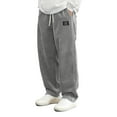 thumbnail image 4 of KHONTS Men's Corduroy Casual Pants Fashion Loose Fit Wide Leg Pants Straight Sweatpants with Elastic Waist Drawstring Grey XXXXXL, 4 of 5