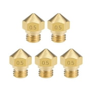 UNIQUE BARGAINS 0.5mm 3D Printer Nozzle Head M7 Thread Replacement for MK10 1.75mm Extruder Print Brass 5pcs