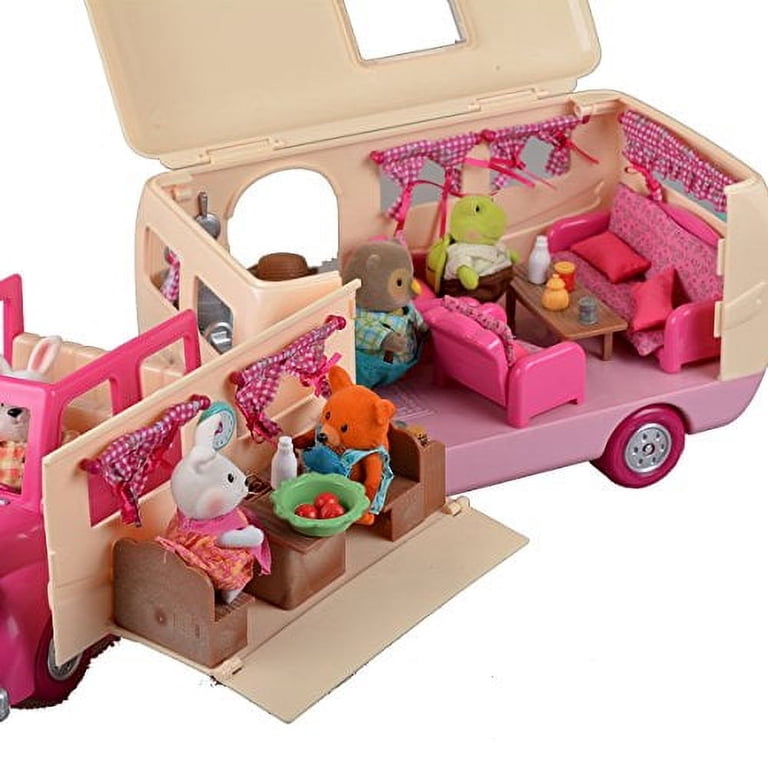 Li'l Woodzeez, Toy, Pink Happy Camper with Family Caravan