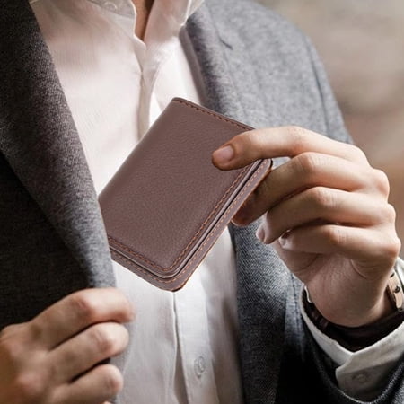 Magnetic Business Card Case Wallet Slim PU Leather Card Holder for Men Women Pocket-Sized ID and Credit Card Organizer with Secure Closure Gift Idea