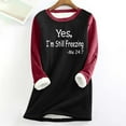 thumbnail image 2 of Thermal Fleece Lined Long Sleeve Sweatshirt for Women Letter Print Casual Crew Neck Winter Tops Loose Pullover Outfits(Black,L), 2 of 4
