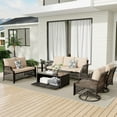 thumbnail image 4 of Vicluke 6 Piece Patio Furniture Set, Wicker Outdoor Conversation Sofa Set with Swivel Chairs, Loveseat, Storage Coffee Table, Rattan Outdoor Sectional for Deck Backyard Porch（7 Seats, Khaki), 4 of 10