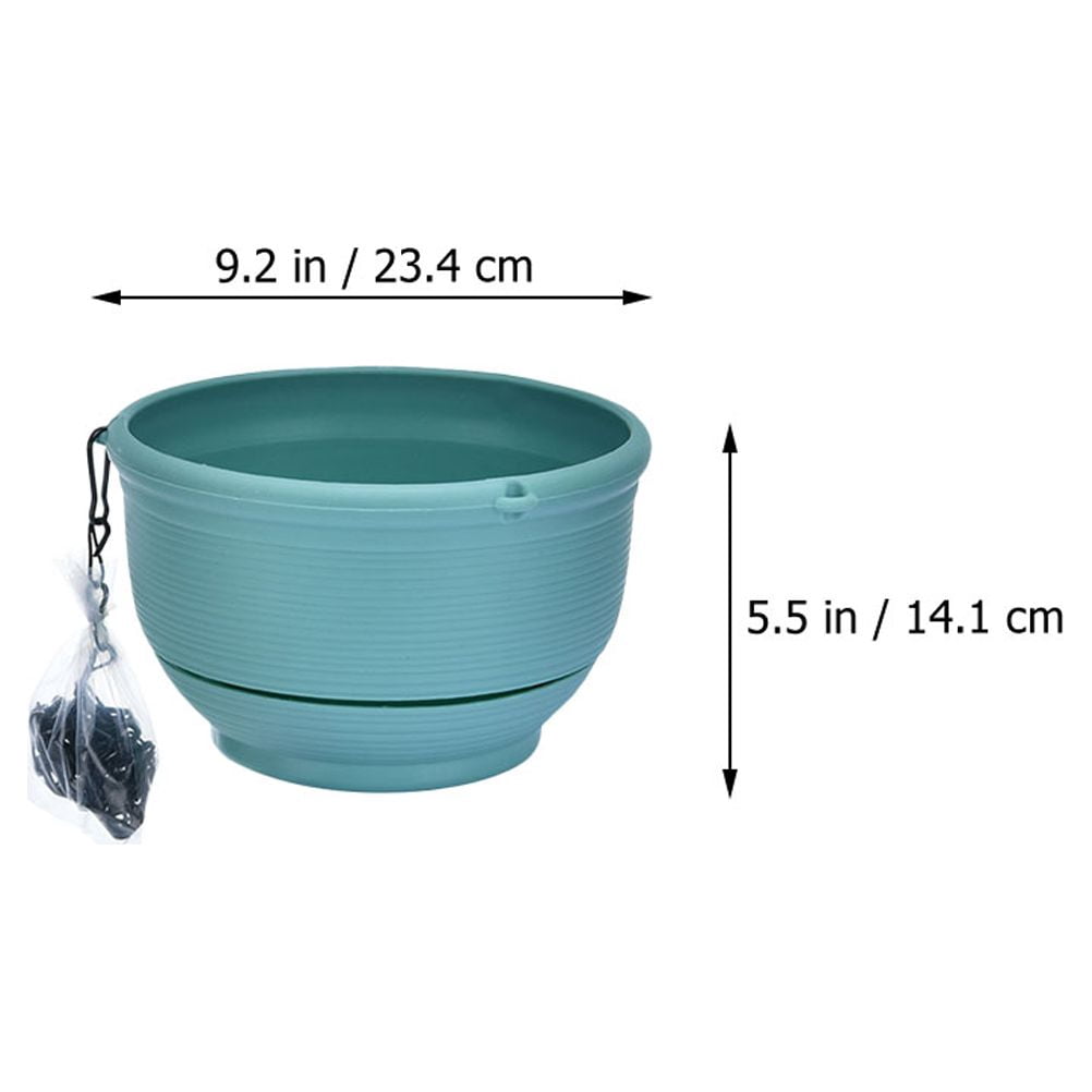 FENGGUIQU 2 Pcs Hanging Flower Pot for Balcony Plastic Green for Living Room 9.2*5.5in