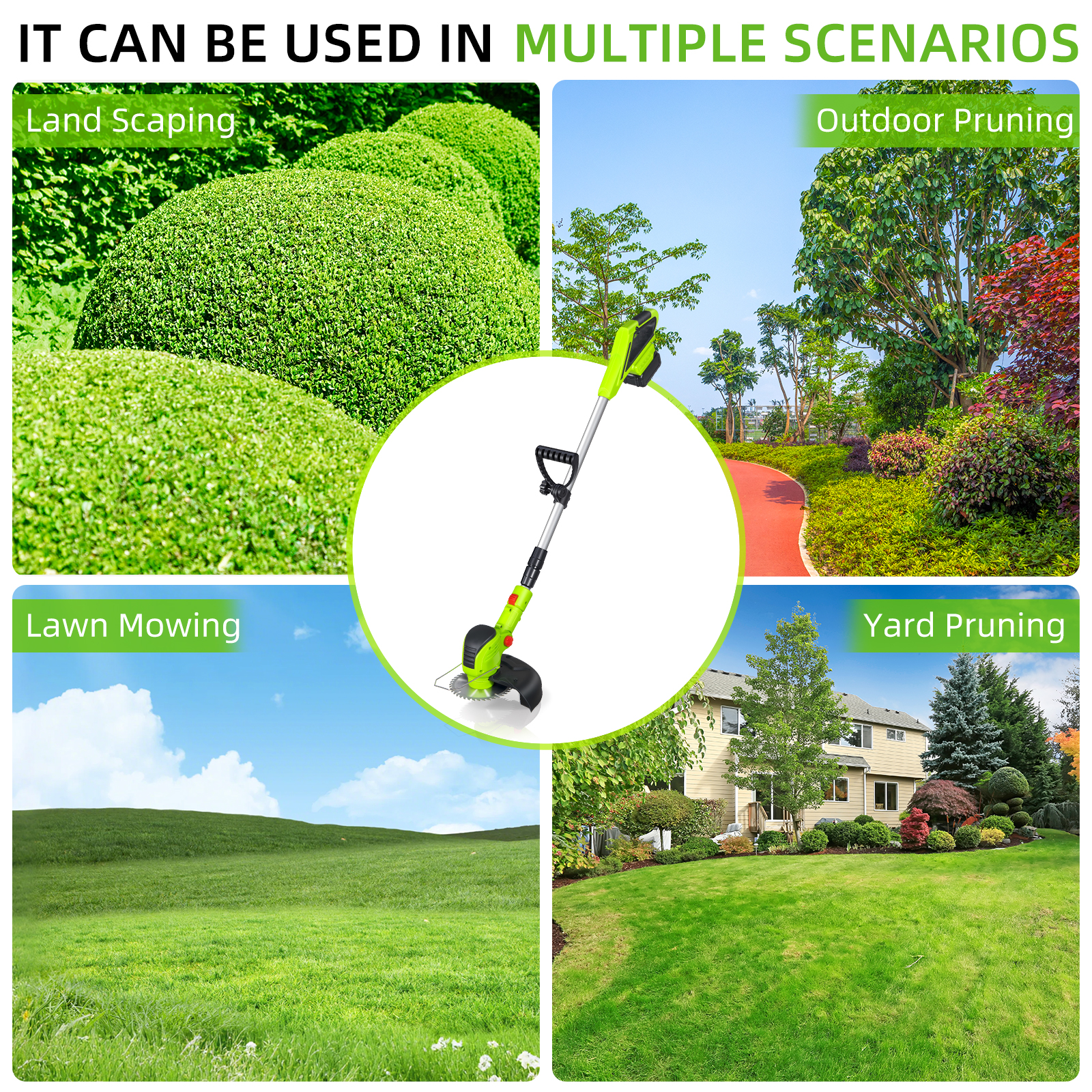 Paddsun Weed Eaters, Electric Cordless Weed Wacker 24V String Trimmer with 8 inch Blades Electric Weed Eater