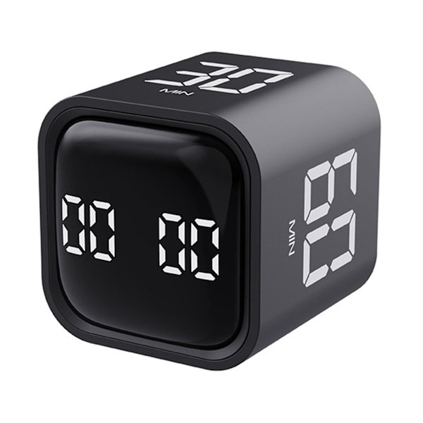 Temporizador de cubo de productividad con sensor de gravedad, pantalla LED reversible, 4 tiempos preestablecidos, modos duales, control de tiempo, cuenta regresiva, cocina, estudio, negro