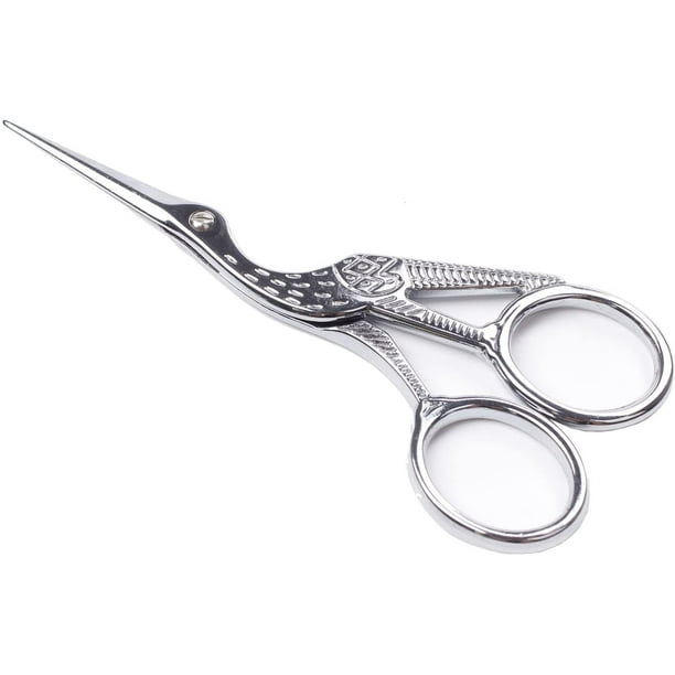 4.5" Classic Stork Scissors Crane Design Sewing Scissors, Silver