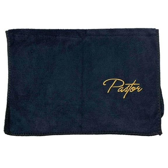 Towel Pastor Black with Gold Lettering