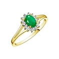 thumbnail image 4 of RYLOS Rings for Women 14K Yellow Gold Ring Classic Halo Diamond Birthstone Ring 6X4MM Oval May Green Emerald Jewelry for Women  Size 10, 4 of 8