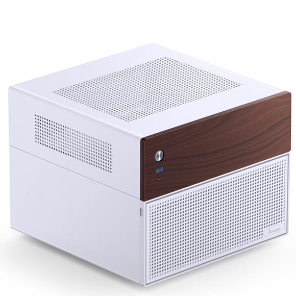 Funda para PC JONSBO N4, NAS blanca, madera de nogal, 8 compartimentos, micro ATX
