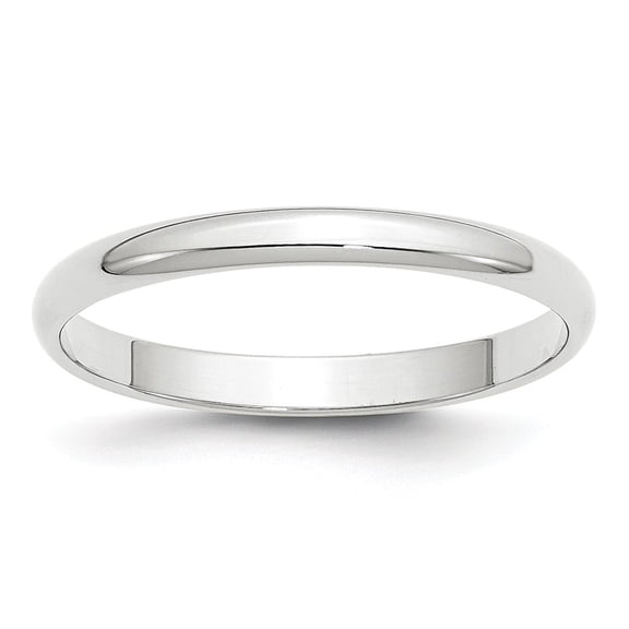 10K White Gold Ring Band Wedding Standard Half Round