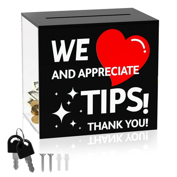 AEVXKHI Acrylic Tip Jar with Lock, Lightweight and Sturdy Visible Tip Suggestion Ballot Box for Bar Restaurant Music Performance