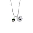 thumbnail image 2 of Delight Jewelry Silvertone Wide Lime Green Cheetah Print Band Spinner Silvertone Script Initial Disc - C - Charm Necklace, 20"+3", 2 of 4