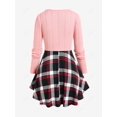 thumbnail image 2 of Rosegal Plus Size Plaid Cable Knit Long Sleeves Colorblock Tee, 2 of 4