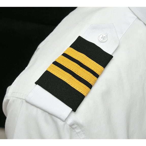 Peachtree Pilot Epaulets First Officer Three Bar Gold Nylon on Navy