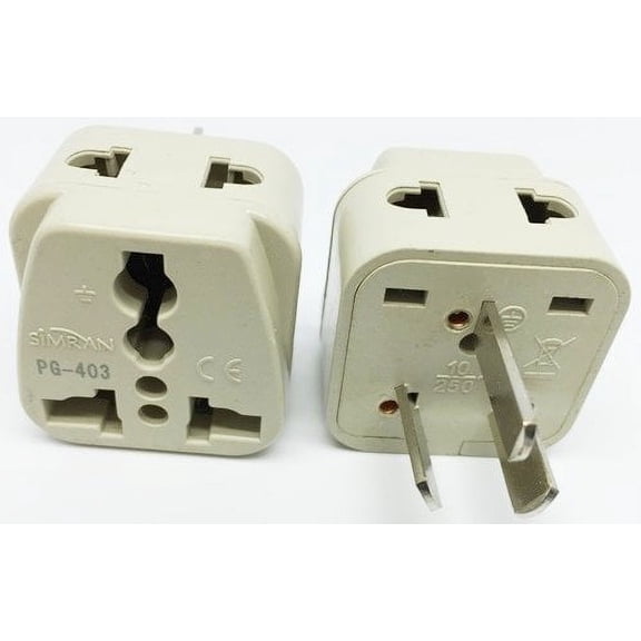Simran 2 Outlet USA to Australia, China, New Zealand Grounded Plug Adapter (PG-403), CE and RoHs Compliant