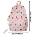 thumbnail image 2 of Strawberry Heart Printed Backpack, Cute Aesthetic Casual Daypack, Large Capacity Lightweight Bookbag, Multi Pocket Fashion Shoulder Bag, Portable Travel Commute Bag for Daily Shopping Use, Pink, 2 of 4