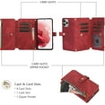 thumbnail image 2 of Case for iPhone 13 Pro Max 6.7 inch, 9 Card Slots Retro Leather Wallet Shockproof Flip Cover with Hand Strap Card Slots Zipper Pocket Kickstand Handbag Magnetic Closure - Retro Red Wine, 2 of 12