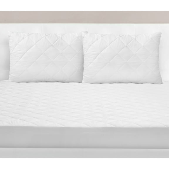 Safdie & Co. Quilted Standard Pillow Protector Cover in White (Set of 2)