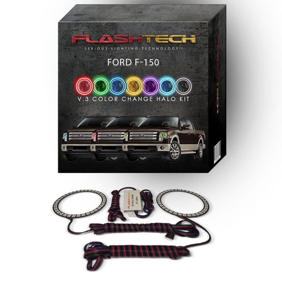 Flashtech RGB Multi Color Changing LED Halo Ring kit for 2013-2014 Ford F-150 Headlights