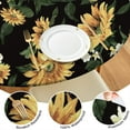 thumbnail image 4 of Sunflower Theme Round Tablecloth with Elastic Edge, Water-Resistant Cover for Kitchen or Garden, Fits 44-52 Inch Tables, 4 of 7