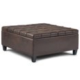 thumbnail image 1 of Elliot Coffee Table Storage Ottoman in Distressed Brown Faux Air Leather, 1 of 8