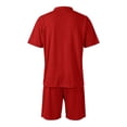 thumbnail image 7 of Men'S Breathable Collared Polo Shirt Short Sleeve And Elastic Waist Drawstring Shorts Set Casual Athletic Tracksuits For Summer Outdoor,Red,XL, 7 of 7