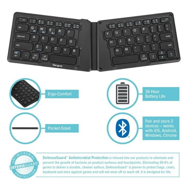 Targus Ergonomic Foldable Bluetooth Keyboard - AKF003US - Walmart.com