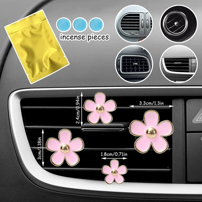 4 Pcs Car Charm Beautiful Daisy Flowers Car Air Vent Clips Car Air  Freshener Cute Automotive Interior Trim Decorations Accessories
