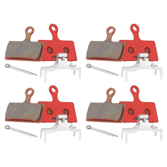 4set Disc Brake Pad 1.26" x 1.18" Semi-Metallic Bike Brake Pads with Spring and Pin for BB7 M355 M446 M640 Mountain Road Bikes, Red