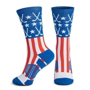 ChalkTalkSPORTS Hockey Woven Mid-Calf Socks - Patriotic (Red/White/Blue) - Adult